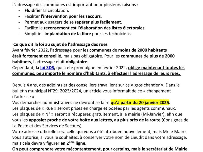 adressage de numérotation des rues.